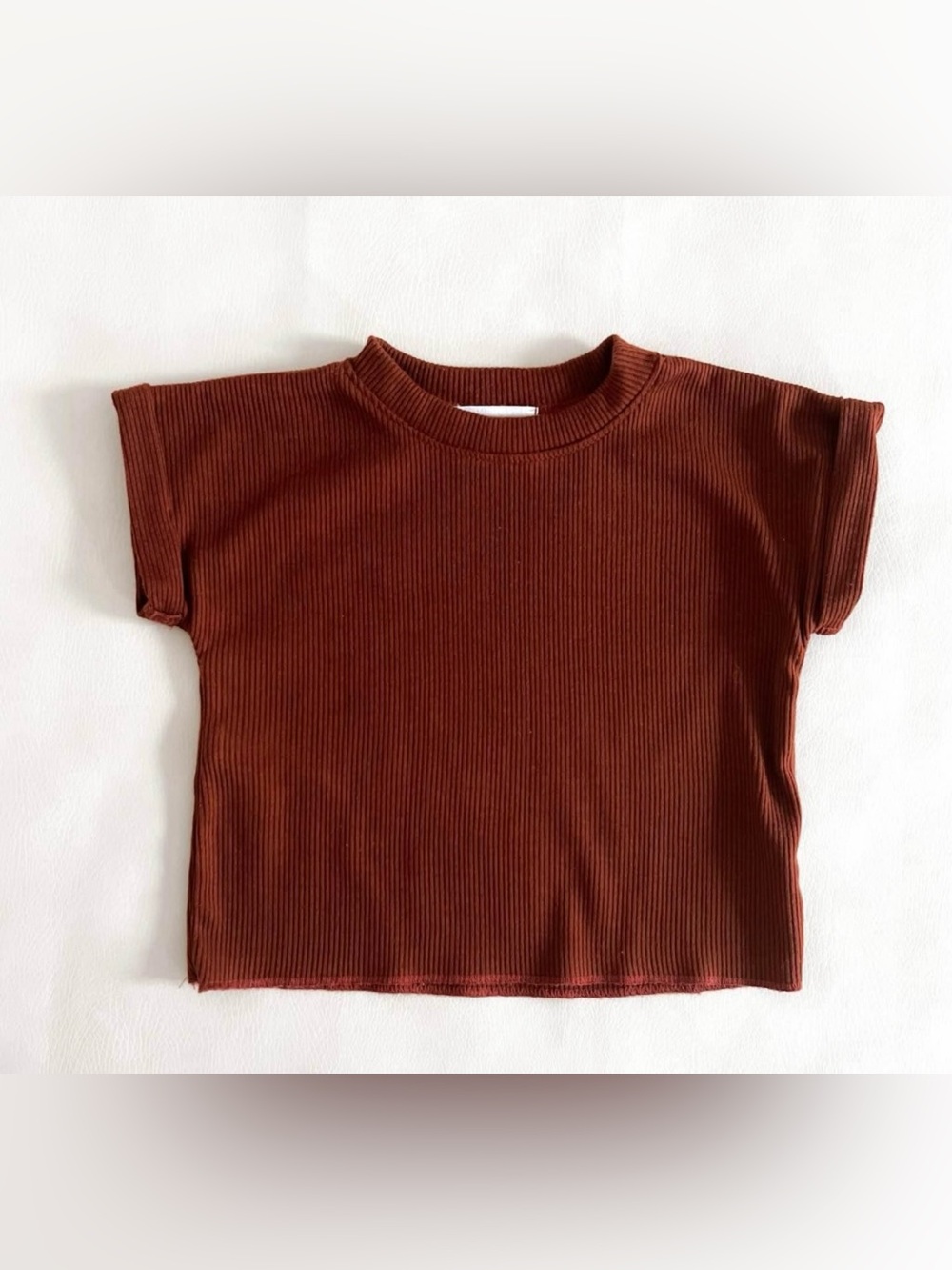 Toddler Girl Rust Ribbed Knit Boxy Tee